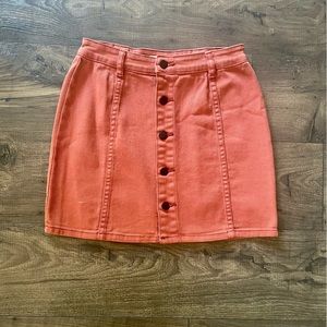 Billabong Women Burnt Orange High Waisted Button Up Mini Skirt Size 28